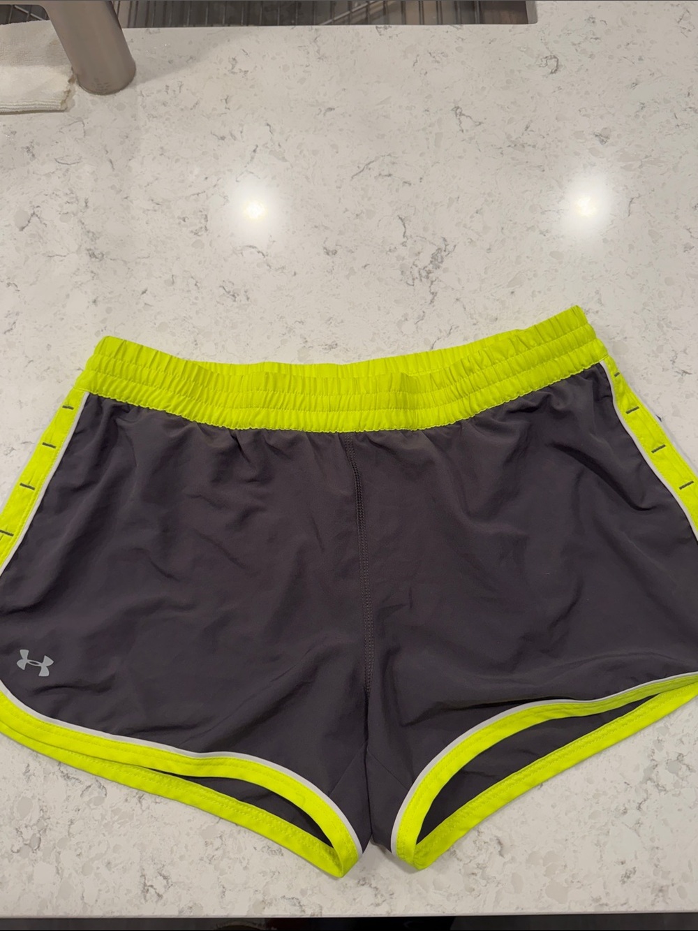 Under Armour Women's Gray Shorts with Neon Yellow Trim